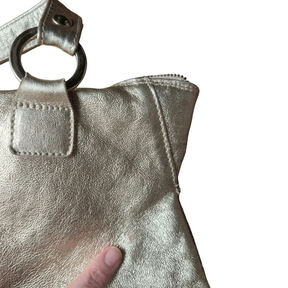 Marco Buggiani Bag Purse Gold Champag Alligator Look‎ Italian Leather Y2K Style